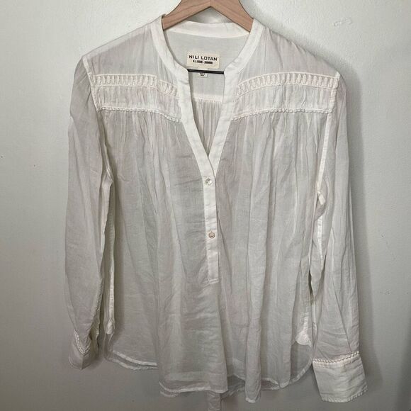 Nili Lotan Button Mandarin Collar Blouse - Picture 2 of 8